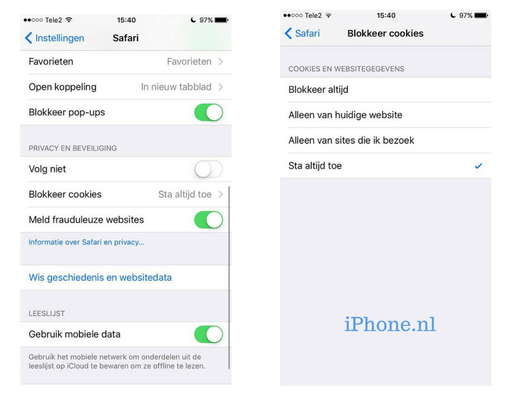 Zo verwijder je de cookies op je iPhone/iPad